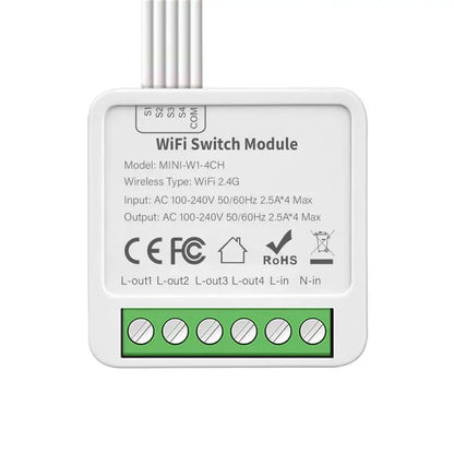 WiFi Smart Mini Switch Tuya Smart 1/2/3/4 Gang Switch 2 Way Control Breaker Module Works With Alexa Google Home Alice Smart Life