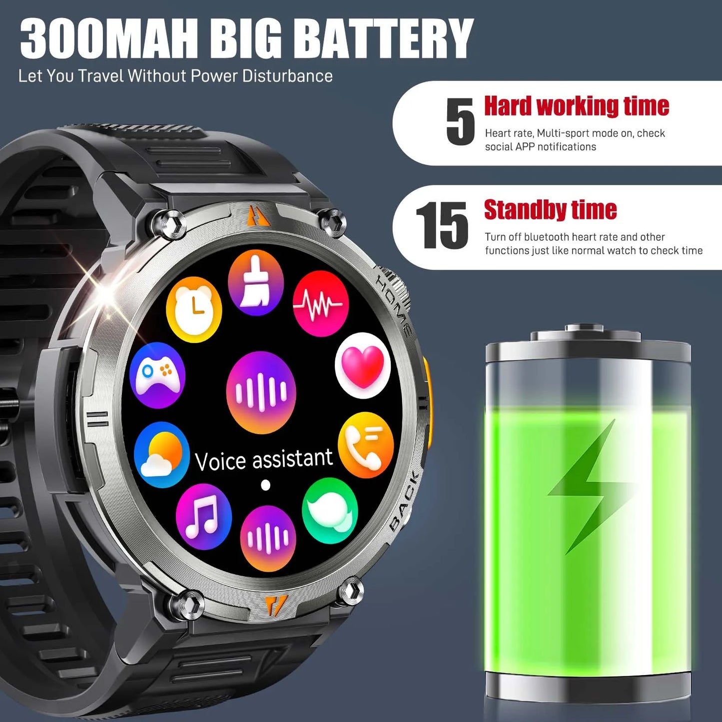 EIGIIS KE3 Bluetooth Call Smart Watch Men Full Touch Screen Health Monitor Clock With Flashlight Men SmartWatch For IOS Android