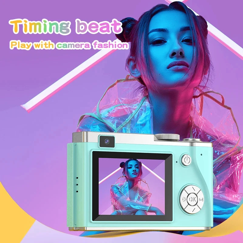 Digital Camera 4K HD Kid Camera 64MP Autofocus Vlogging Camera 2.4 inch Retro Fashion Portable Video Camcorder for Beginners