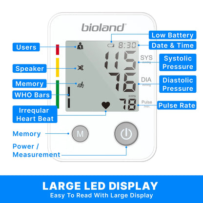Bioland Blood Pressure Monitor 2005 Tensiometer Upper Arm Automatic Digital BP Measuring Device Blood Pressure guage kit 2005-1