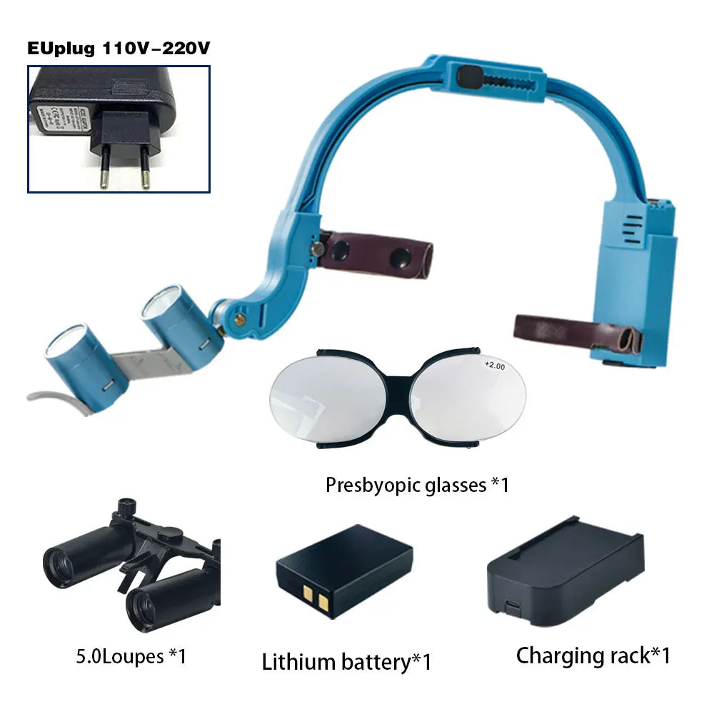 Dental 2.5X 3.5X 5X 6X Optional Loupe Magnification Binocular Surgical Magnifier with Headlight LED Light Dentist Medical Loupes