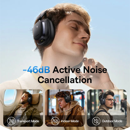 Baseus Bowie 10 Max Wireless Headphones Hybrid -46dB Noise Cancelling 120H Gaming Time Hi-Res Earphones Bluetooth 5.4 Headset