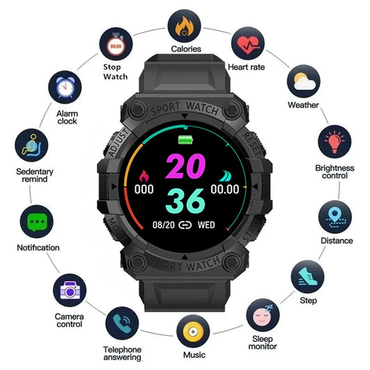 Smart Watch Men Women Blood Pressure Waterproof Sport Round Color Screen Smartwatch Smart Clock Fitness Tracker For Ios Android