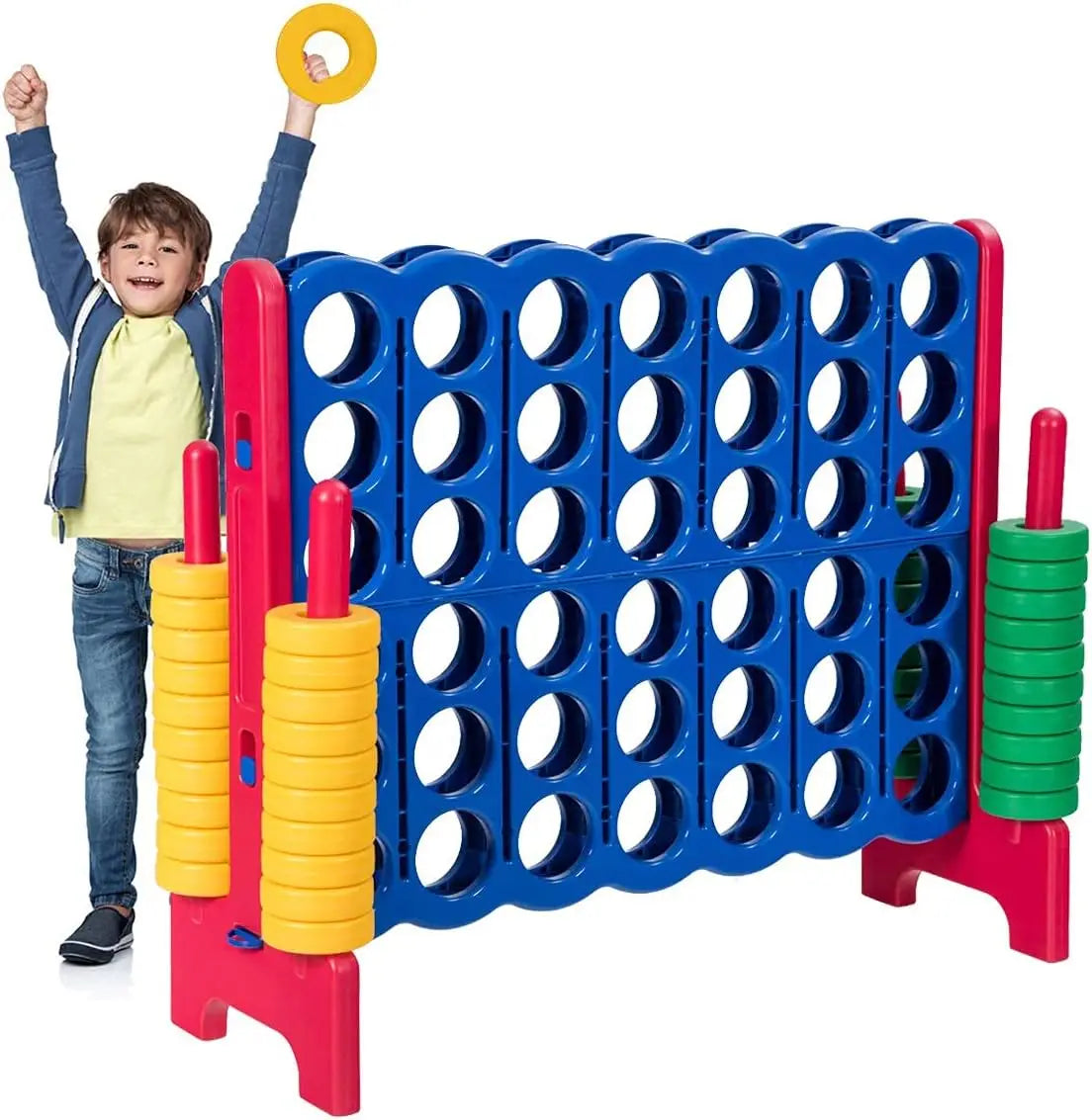 Giant 4-in-A-Row, Jumbo 4-to-Score Giant Games for Kids & Adults, Indoor Outdoor Party Family Connect Plastic Game, 4 Feet Wide