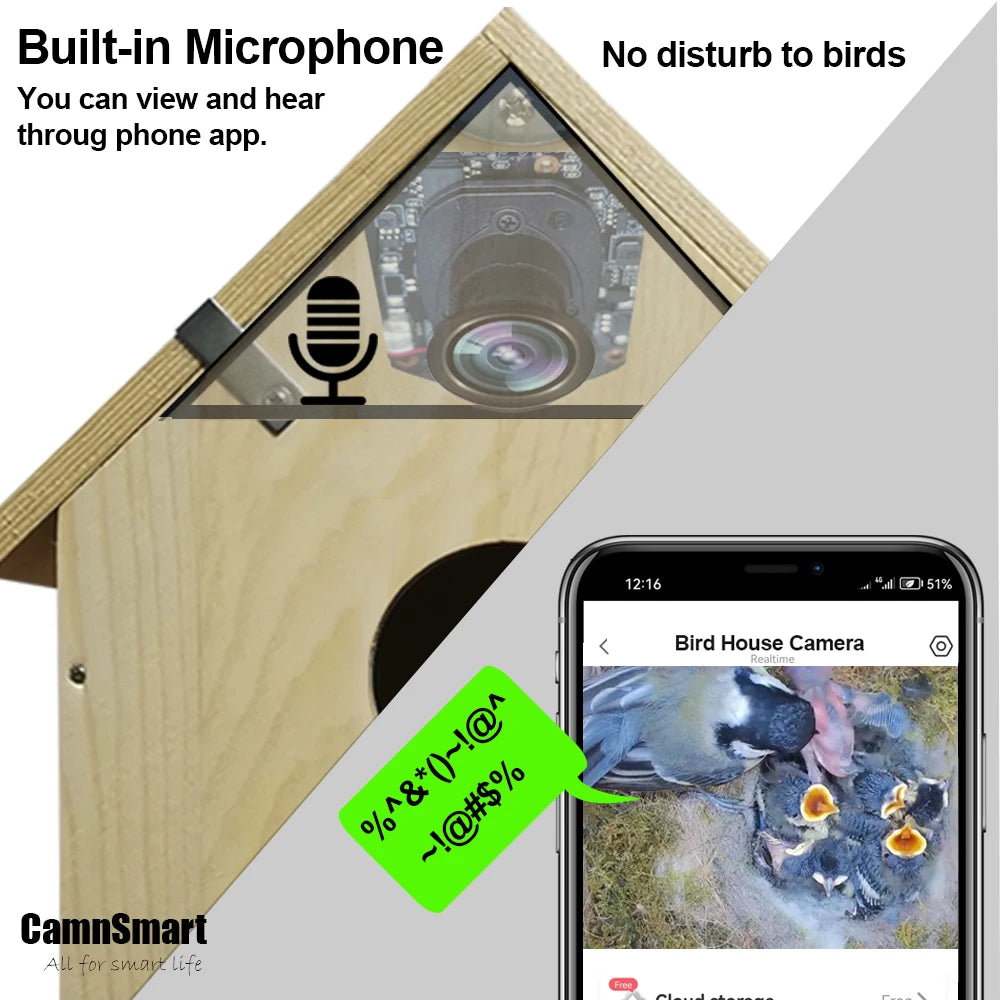 Tuya Smart Bird Watching Camera Wireless Outdoor Wild Indoor Wifi Bird Nest HD 4MP Lens Natural Wooden House for Christmas Gift