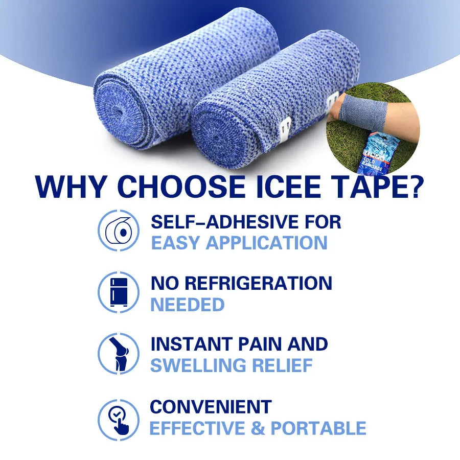 Self Adhesive Ice Bandages Instant Cooling Ice Tape Wrap Sprain Muscle Pain Recovery Cold Compression Athletic First Aid Adults