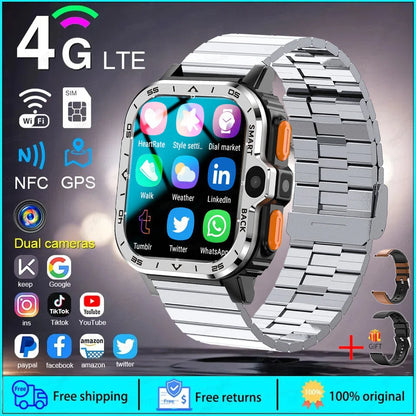 2024 New SIM Smart Watch 4G Network GPS Navigation Wifi NFC Dual Camera 64G ROM Storage Video Music Smartwatches For Android iOS
