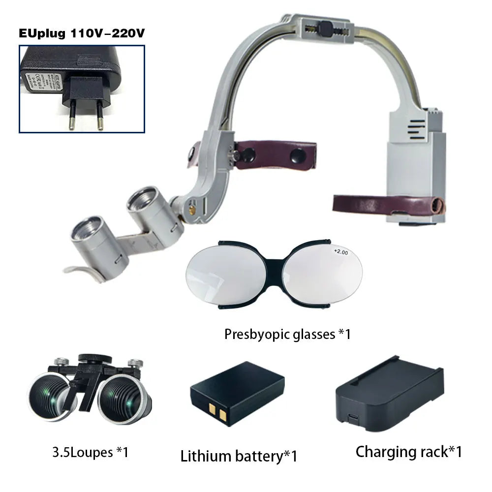 Dental 2.5X 3.5X 5X 6X Optional Loupe Magnification Binocular Surgical Magnifier with Headlight LED Light Dentist Medical Loupes