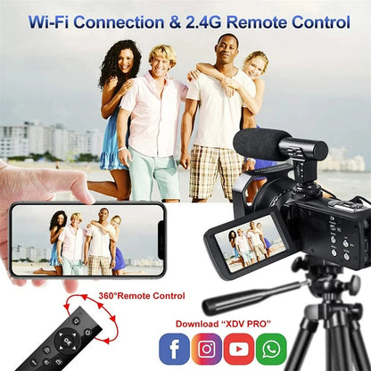 Digital Camera 4k Professional Camcorder for Youtube 48MP WiFi Video Camera 18X Digital Zoom Camera Digital Webcam For Tiktok