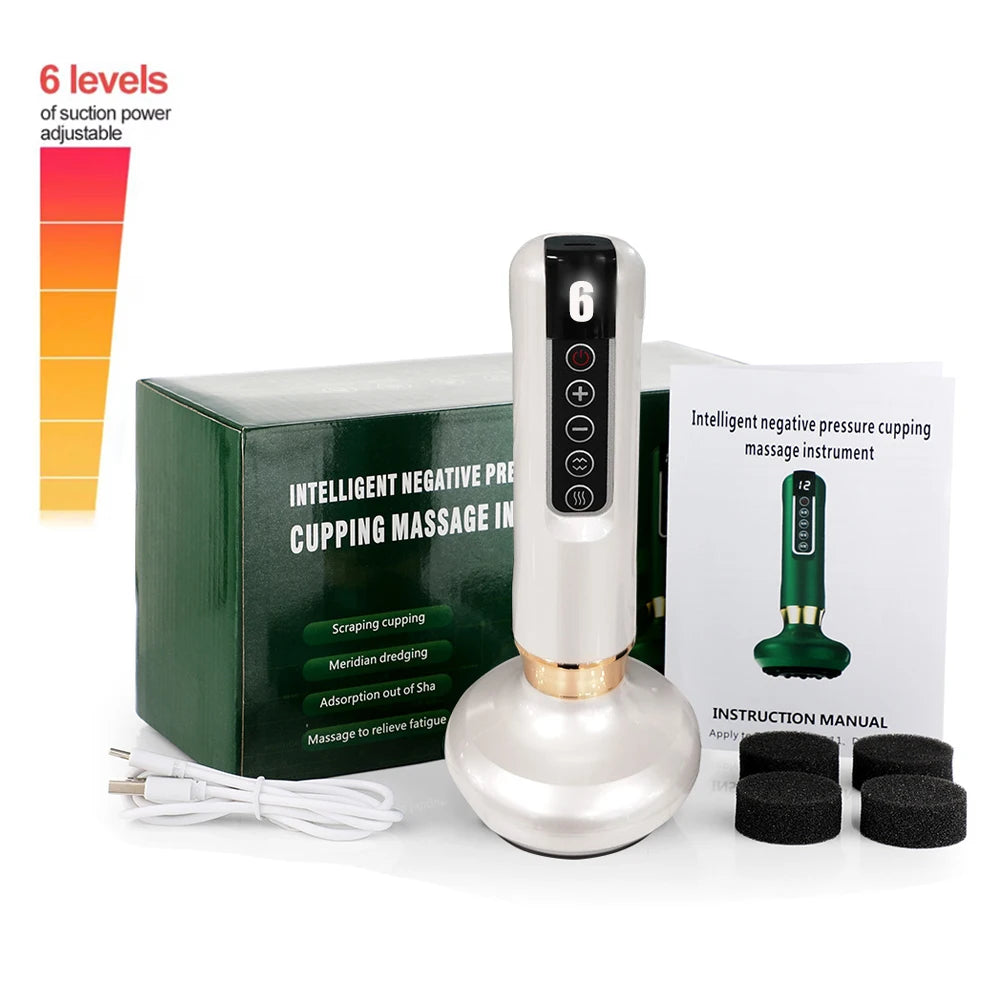 Electric Cupping Massager, Vacuum Suction Cup GuaSha Instrument Anti Cellulite Beauty Scraping Infrared Heat Slimming Massager