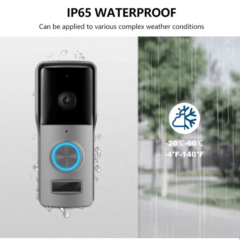 Waterproof 1080P WiFi Video Doorbell DC AC Battery Powered Tuya Smart Security Camera Door Bell Home Wireless Ringing Bell