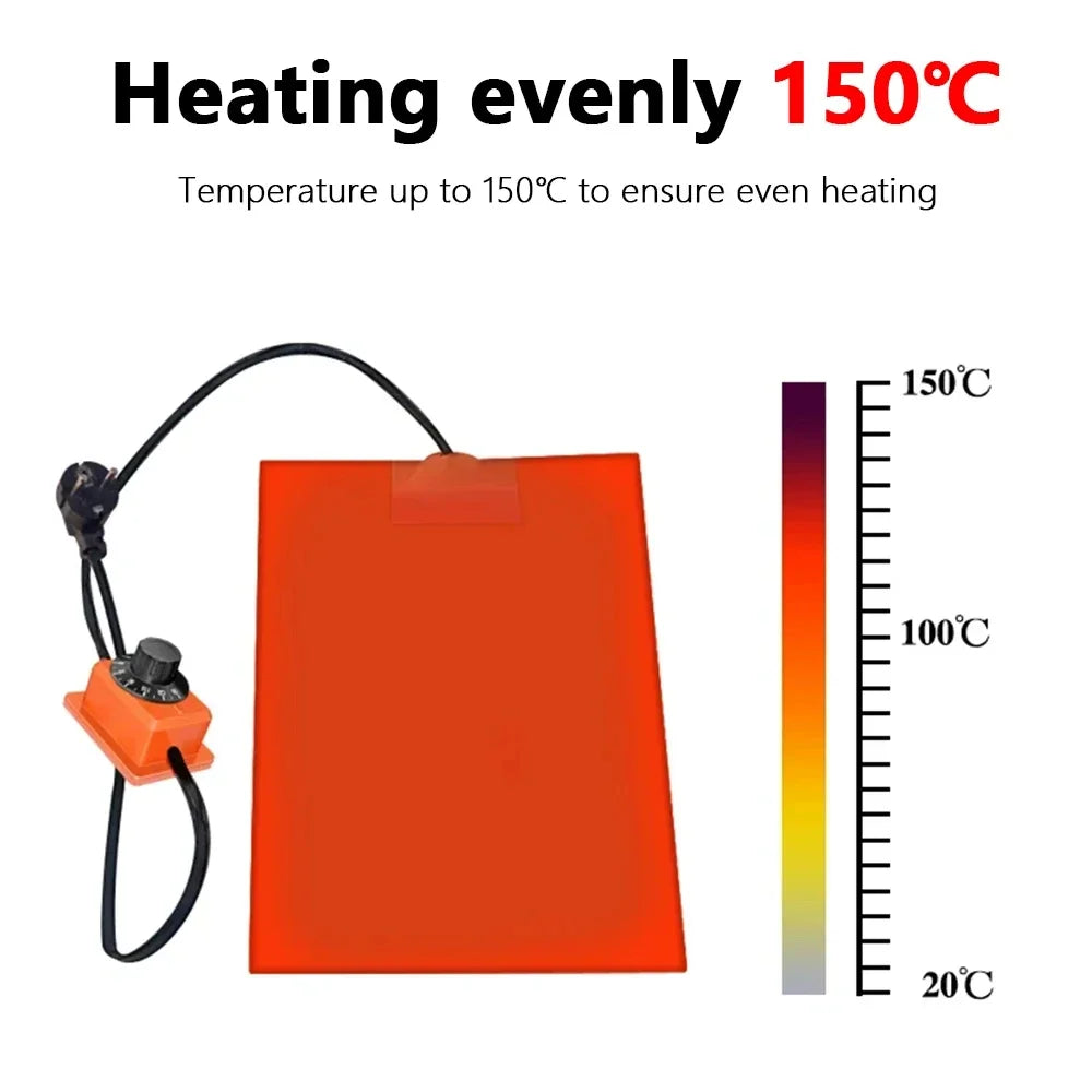 110V/220V Flexible Silicone Rubber Heating Pads Electric Heater Plate Mat W/ 3M Adhesive Knob Temperature Controller Thermostats