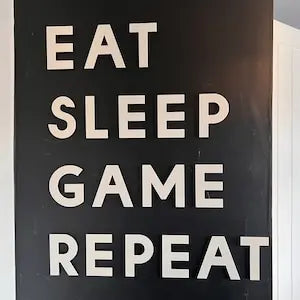 Nordic Modern Large Eat Sleep Game Repeat Word Gamer Games Bedroom Boys Wall Art Home Gaming Room Decoration Acrylic 3D Letters