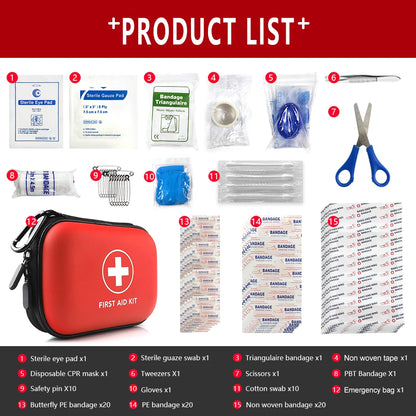 All Purpose First Aid Kit Emergency Medical Portable Bag for Outdoor Camping Hiking Home Emergency Rescue Equipment Supplies