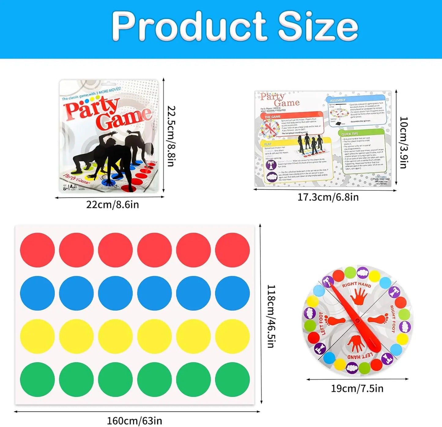 Twisting Game Balance Floor Play Mat Game with Spinner Funny Balance Games Pad Puzzle Games for Kids Adult Team Family Party