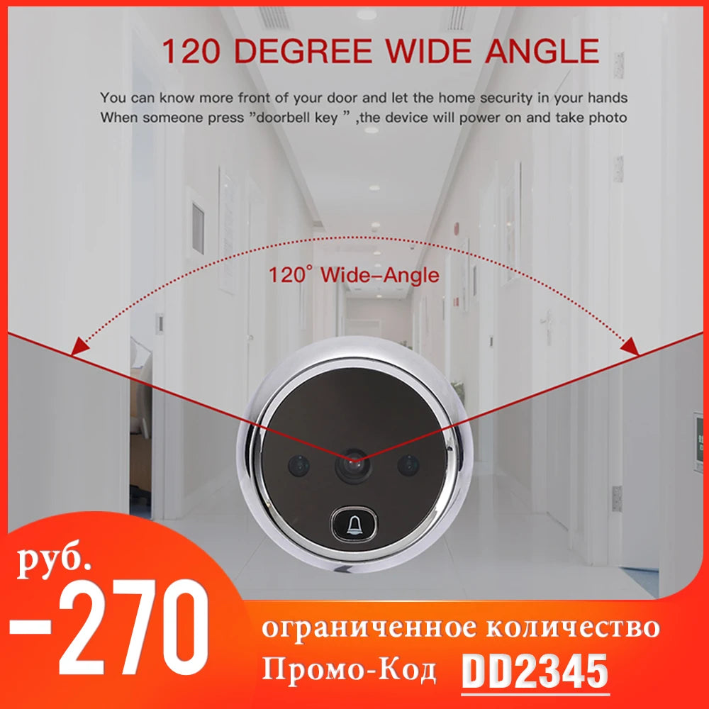 KAK 2.8" LCD Screen Electronic Door Viewer Bell IR Night Door Camera Photo Recording Digital Door Viewer Smart Peephole Doorbell