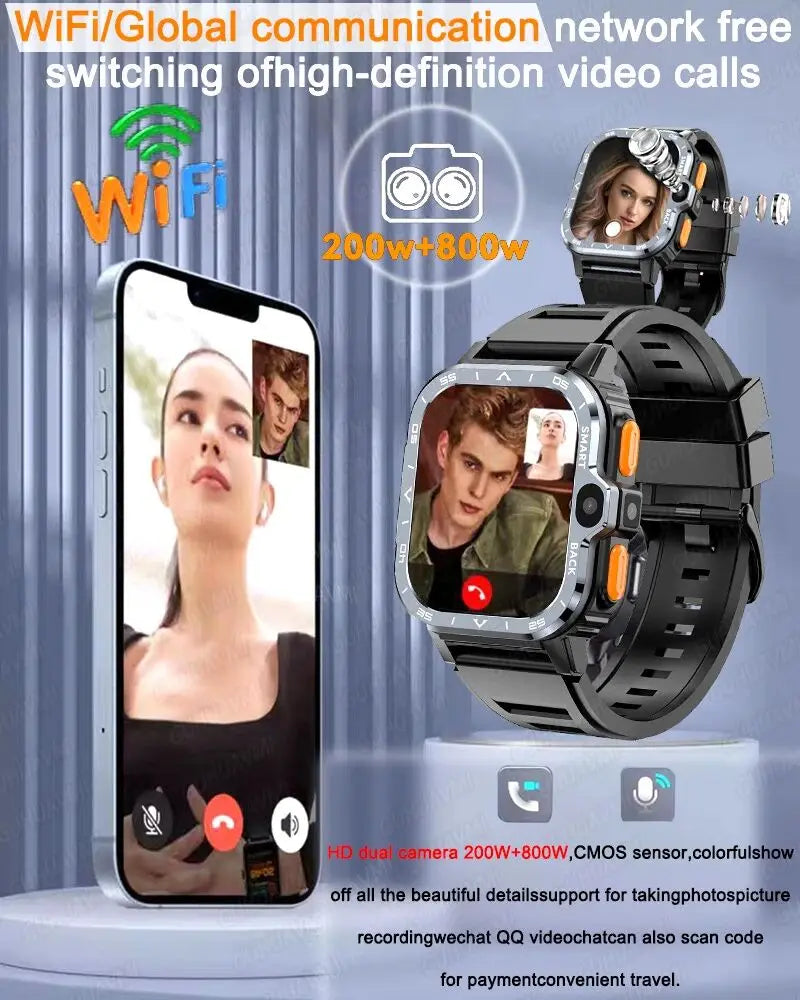 2024 New SIM Smart Watch 4G Network GPS Navigation Wifi NFC Dual Camera 64G ROM Storage Video Music Smartwatches For Android iOS