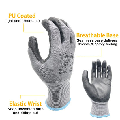 24Pieces/12 Pairs Work Gloves For PU Palm Coating Safety Protective Glove Nitrile Professional Safety Suppliers
