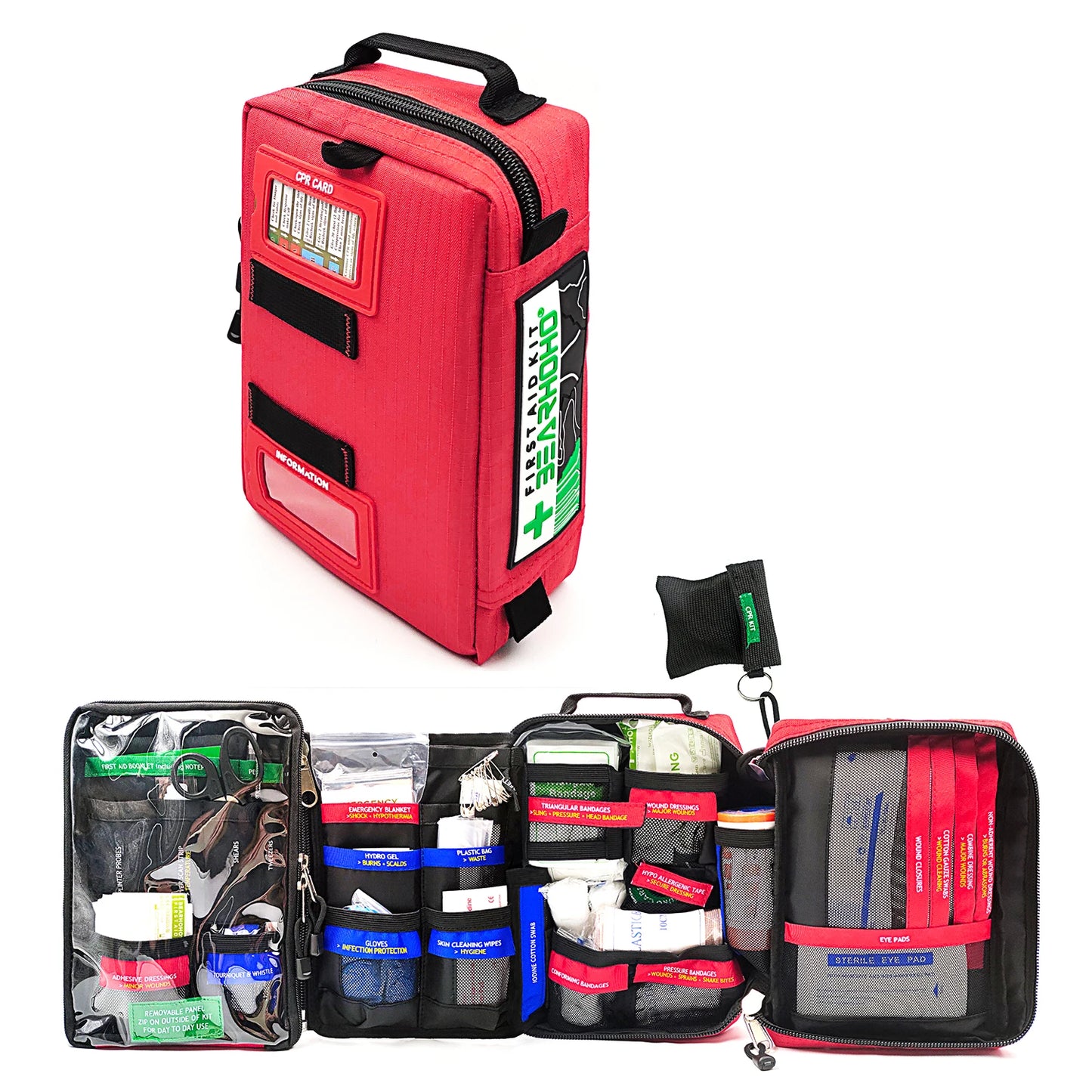 BearHoHoLarge Size Handy First Aid Kit Bag Emergency Kit Medical Rescue Bag for Workplace Home Outdoor Car Travel Hiking Camping