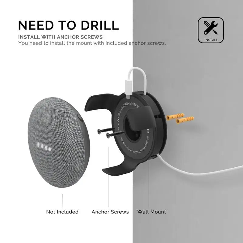 Outlet Wall Mount Holder for Google Home Mini/Echo Dot Cord Management for Nest Mini Smart Speaker Accessory