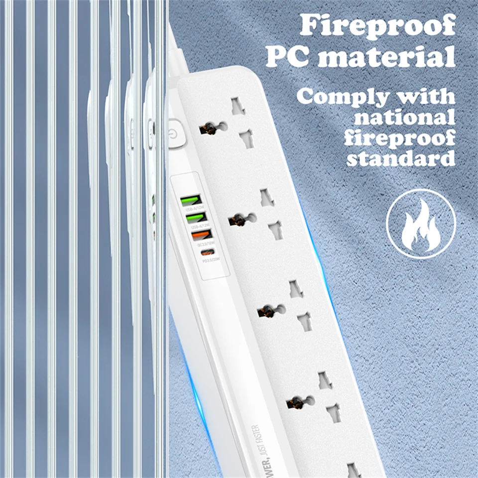 LDNIO Power Strip With 4 USB Extension Socket Plug 5 AC Outlet USB Fast Charging Charger For Phone Charge Home Network Filter 2M