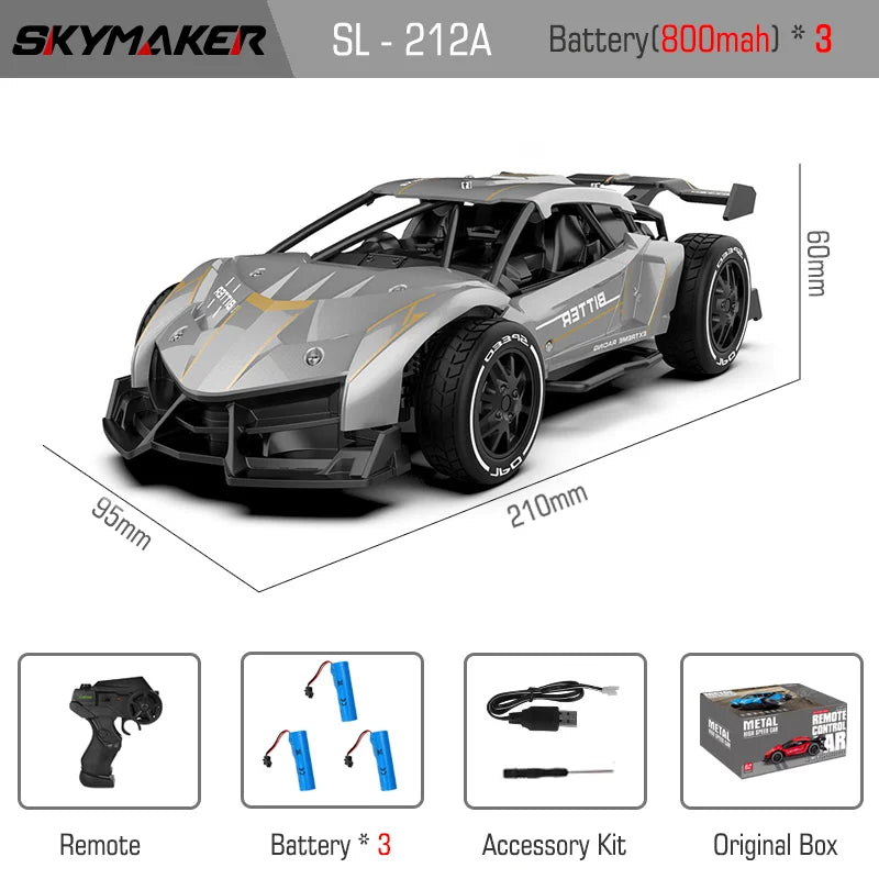 RC Metal Car Toys 1/24 2.4G High Speed Remote Control Mini Scale Model Vehicle Electric Metal RC Car Toys for Boys Children Gift