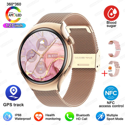 2024 New For Huawei Watch 4 Mini NFC Smart Watch Women AMOLED HD Screen IP68Waterproof Heart Rate Blood Sugar BT Call Smartwatch