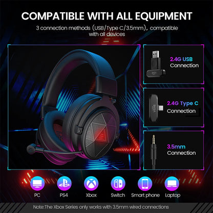 EKSA E900 X 5.8GHz Wireless Headphones 7.1 Wired Gaming Headset Gamer with ENC Mic 15ms Low Latency 3 Mode for PC/PS4/PS5/Xbox