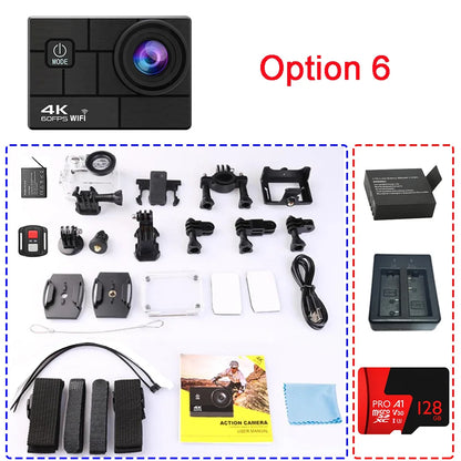 Helmet Action Camera Ultra HD 4K 60FPS 170D 24MP 2.0 LCD EIS WiFi 30M  Waterproof Remote Control Outdoor Sport Video Recorder