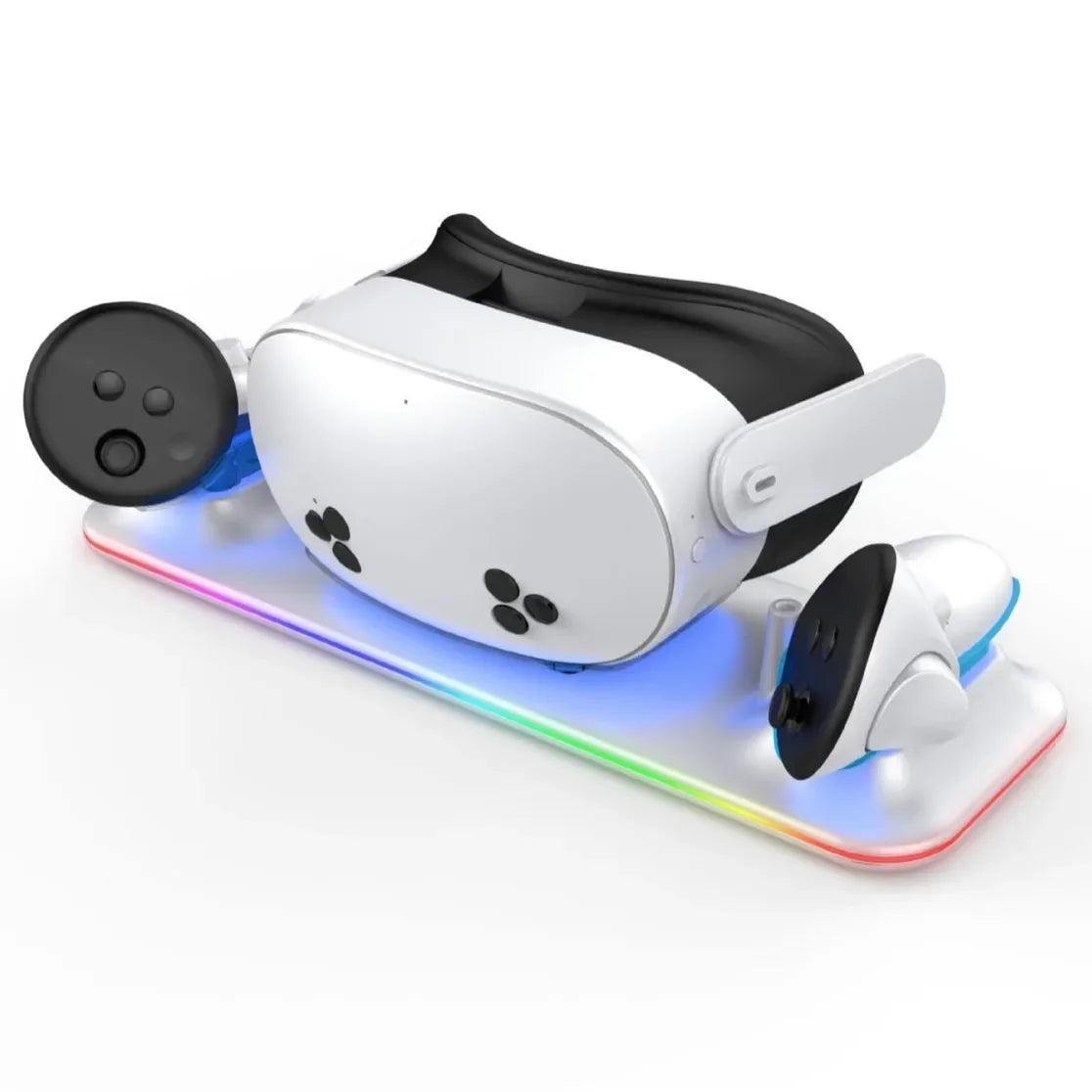 Wireless Charging Dock for Meta Quest 3,RGB Oculus VR Accessories Charger Station Controller Battery Pack, Fit Elite Head Strap