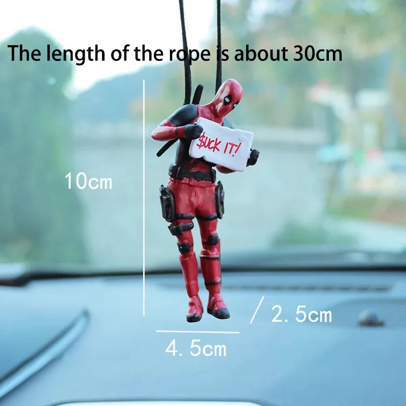 Cartoon Deadpool Car Pendant Rearview Mirror Pendant Interior Accessories Mini Model Toys Action Figures InteriorDecorationModel