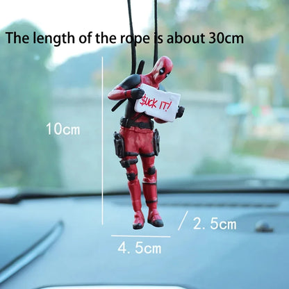 Cartoon Deadpool Car Pendant Rearview Mirror Pendant Interior Accessories Mini Model Toys Action Figures InteriorDecorationModel