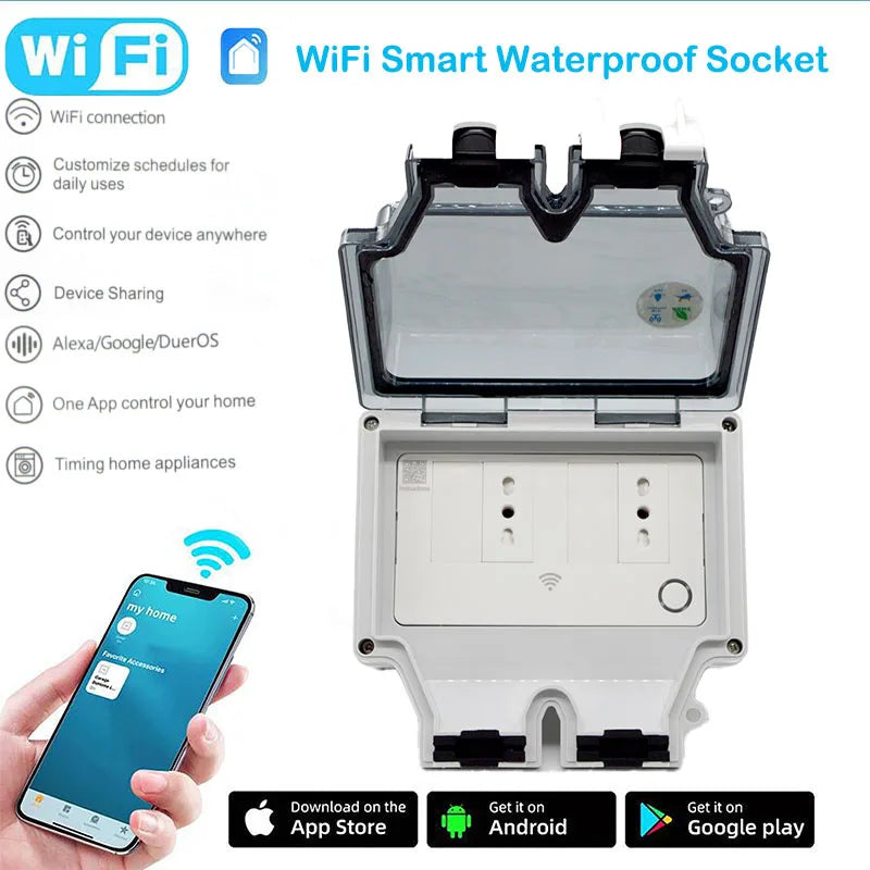 16A Smart Socket IP66 Waterproof Plug 86Type Outdoor Switch WiFi Israel Standard Power Jack App Remote Control With Smart Life