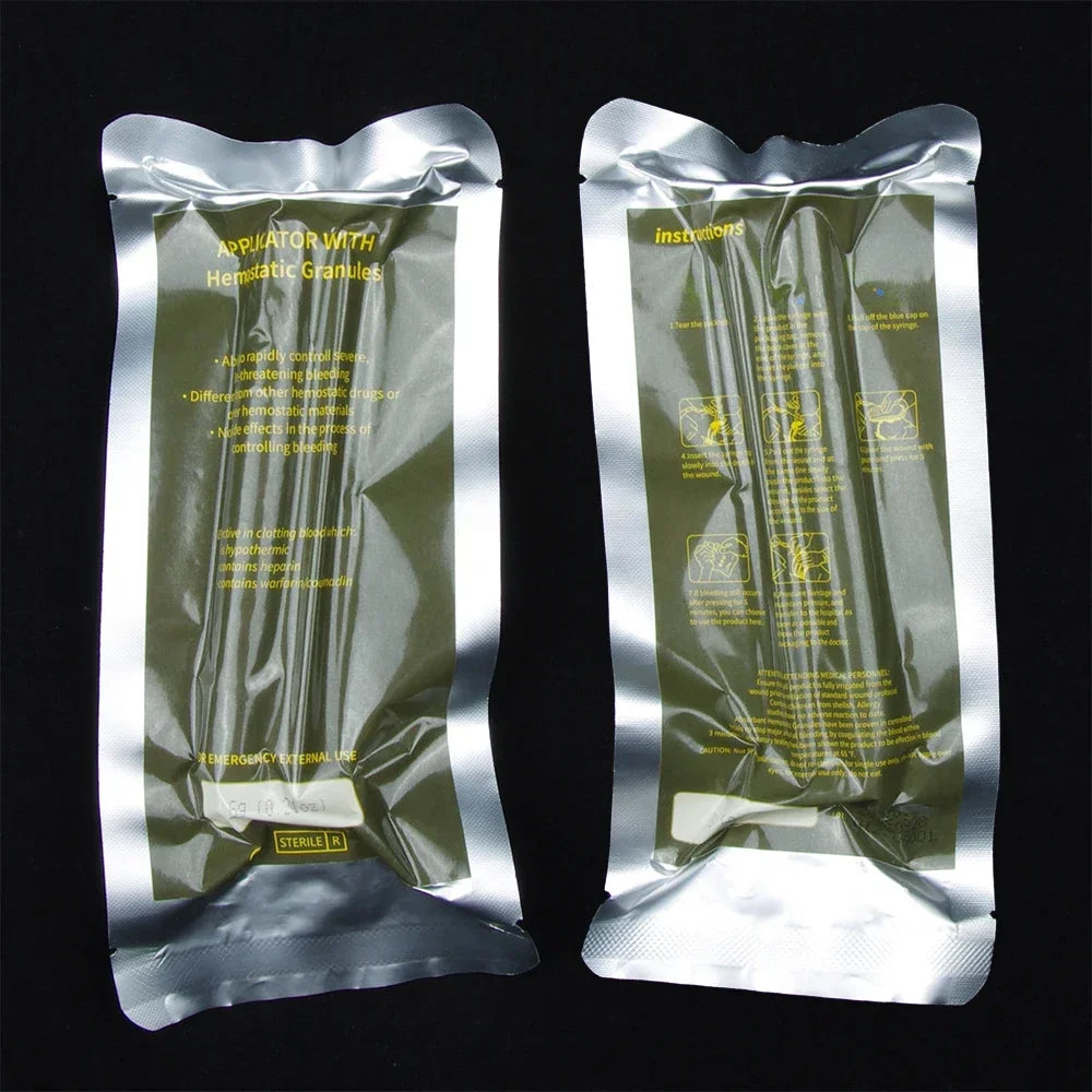 6g Chitosan Powder Applicator with Fast Hemostatic Granule Bandage Medical Care for Tactical Emergency External Use Survival Kit