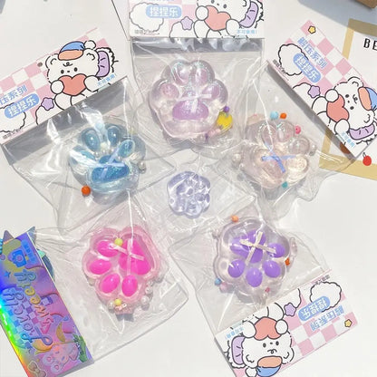 Cartoon Cat Claw Squeeze Pinching Transparent Toy Cute Cat Paw Slow Rebound Decompression Toy Kids Stress Release Vent Toy