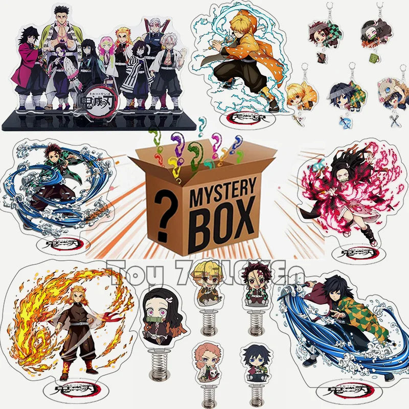 Demon Slayer Mystery Box Acrylic Stand Model Lucky Bag Kimetsu No Yaiba Tanjirou Action Figures Collection Model Toys Fans Gifts