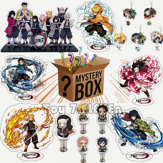Demon Slayer Mystery Box Acrylic Stand Model Lucky Bag Kimetsu No Yaiba Tanjirou Action Figures Collection Model Toys Fans Gifts