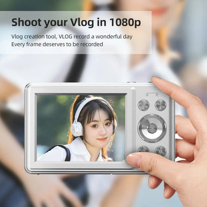1080P Digital Camera Digital Video Camera Camcorder 56MP 2.88 Inch IPS Screen 8X Digital Zoom AF Christmas Gift for Kids Teens