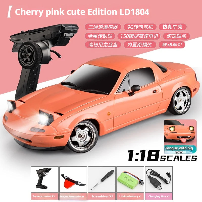Hot 1:18 Adorable Mx-5 Miata Rx7 Rc Drift Car 2.4g Esp Gyro Flip-Up Light Full Scale Remote Control Toy Car Kid Adult Xmas Gift