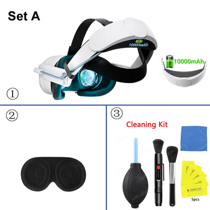 Rechargeable Head Strap for Meta Quest 3 VR Headset Extend VR Playtime Head Strap with 10000mAh Battery for Quest 3 Accessories