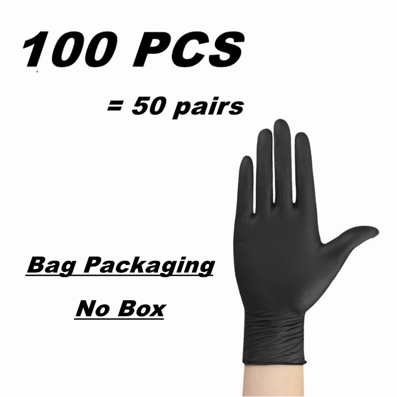 Black Nitrile Disposable Gloves 20/50/100Count Latex Free Home Cleaning Gloves Textured Mechanic Tattoo Hair Dye Beauty Gloves