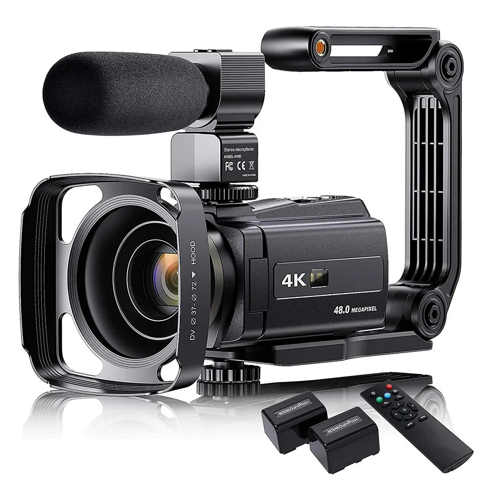 4K Video Camera Camcorder With Microphone 48MP Vlogging  16X Zoom 3.0" Touch Screen IR Night Vision Wi-Fi Vlog Cameras Web