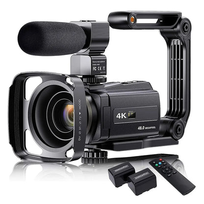 4K Video Camera Camcorder With Microphone 48MP Vlogging  16X Zoom 3.0" Touch Screen IR Night Vision Wi-Fi Vlog Cameras Web