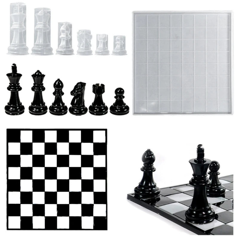 DIY 3D International Chess Piece Silicone Molds Chess Shaped Chocolates Candy Epoxy Resin Casting Mould Family Party Board Game