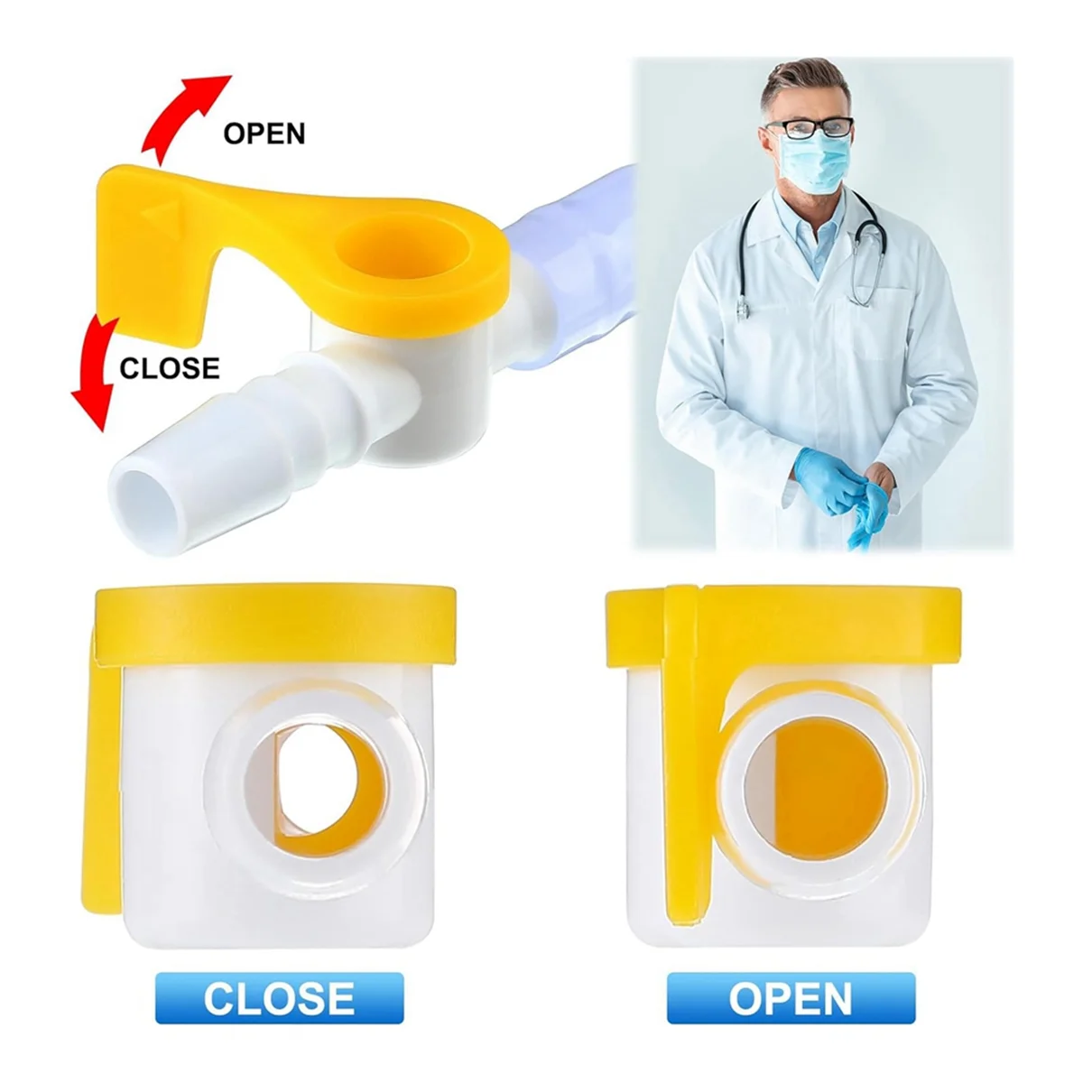 15 Pack Catheter Valve Urine Drainage Catheter Bag Valves with Smooth Edges and Silicone Tubing