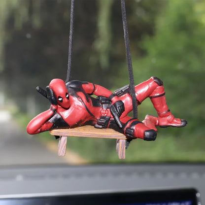 Cartoon Deadpool Car Pendant Rearview Mirror Pendant Interior Accessories Mini Model Toys Action Figures InteriorDecorationModel