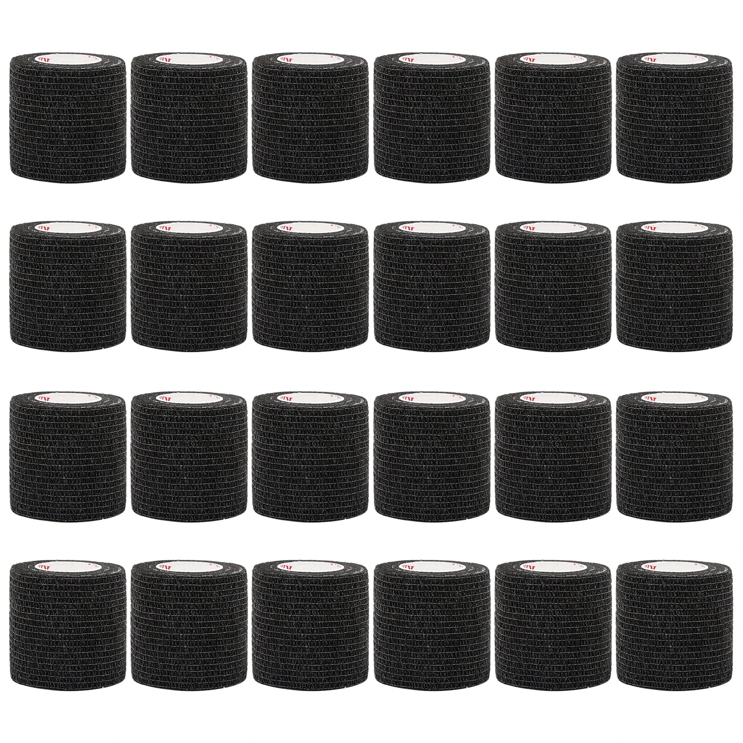 24Rolls Kindmax Self Adhesive Bandage Black, Elastic Breathable Sports Non-woven Wrap Finger Tape For Wrist Ankle First Aid