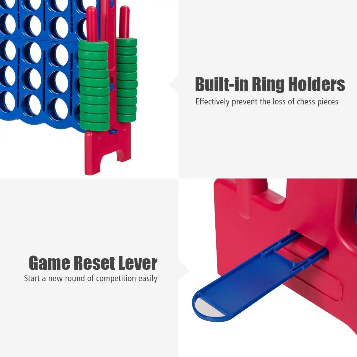 Giant 4-in-A-Row, Jumbo 4-to-Score Giant Games for Kids & Adults, Indoor Outdoor Party Family Connect Plastic Game, 4 Feet Wide