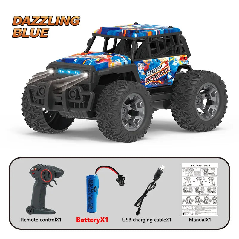 JJRC Q181 30KM/H 1:20 RC Car With LED Lights 2.4Ghz Double Motors RC Monster Truck All Terrain Off Road High Speed RC Racing Car