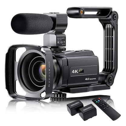 4K Video Camera Camcorder With Microphone 48MP Vlogging  16X Zoom 3.0" Touch Screen IR Night Vision Wi-Fi Vlog Cameras Web